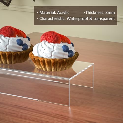 Clear Riser Display Shelf 3pcs, Desktop Rectangular Acrylic Display Shelves Storage Organizer, Acrylic Stands, alternate view