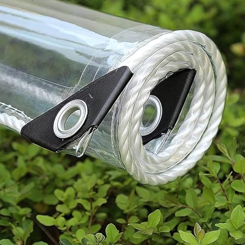 Clear Tarp 8' x 20' PVC 14 Mil Clear Tarps Heavy Duty Waterproof, 400g/m2 Clear Tarps Vinyl with Grommets for