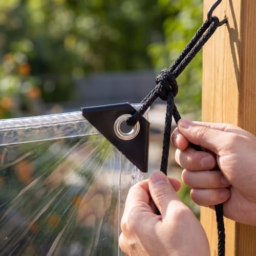 Clear Tarp 8' x 20' PVC 14 Mil Clear Tarps Heavy Duty Waterproof, 400g/m2 Clear Tarps Vinyl with Grommets for, alternate view