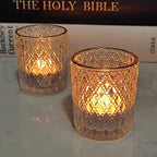 Clear Votive Candle Holders, Glass Tealight Candle Holders Bulk with Rim for Wedding Table Centerpiece Birthday, alternate