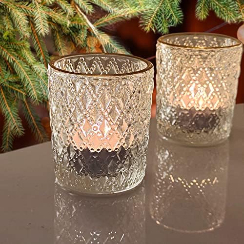 Clear Votive Candle Holders, Glass Tealight Candle Holders Bulk with Rim for Wedding Table Centerpiece Birthday, alternate