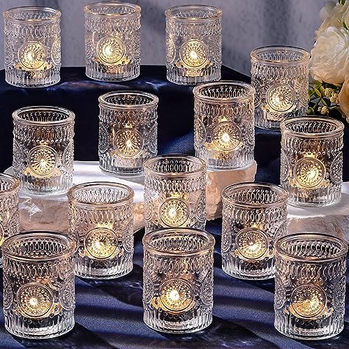 Clear Votive Candle Holders Set of 36- Glass Tea Light Candle Holders Bulk in Clear