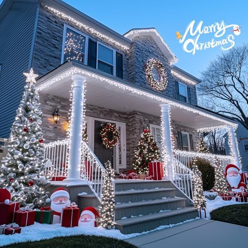 Clear Wire 720LED 230 FT White Christmas Lights with 8 Modes, alternate view 3