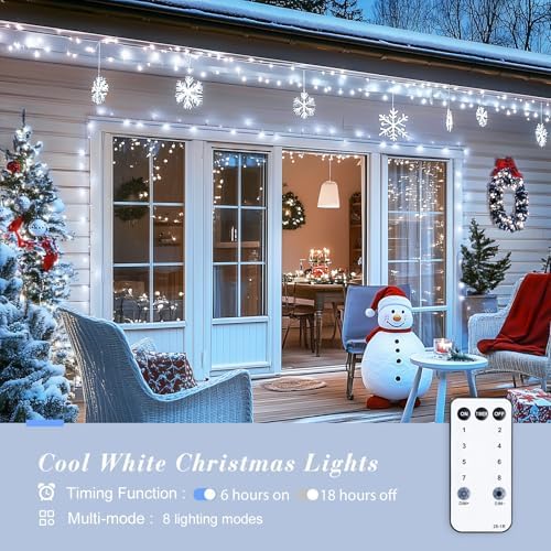 Clear Wire 720LED 230 FT White Christmas Lights with 8 Modes, alternate view 5