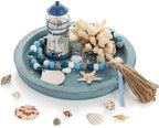 Coastal Decorative Tray, Farmhouse Plate for Beach Table Decor in 11.02"L x 11.02"W x 0.98"H in Blue