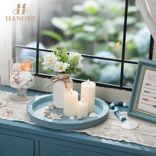 Coastal Decorative Tray, Farmhouse Plate for Beach Table Decor in 11.02"L x 11.02"W x 0.98"H in Blue, alternate view 5