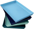 Coastal Plastic Serving Trays (Set of 4) 15” x 10” | Large Unbreakable Reusable Rectangular Party Platters |