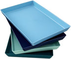 Coastal Plastic Serving Trays (Set of 4) 15” x 10” | Large Unbreakable Reusable Rectangular Party Platters |