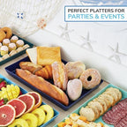 Coastal Plastic Serving Trays (Set of 4) 15” x 10” | Large Unbreakable Reusable Rectangular Party Platters |, alternate view