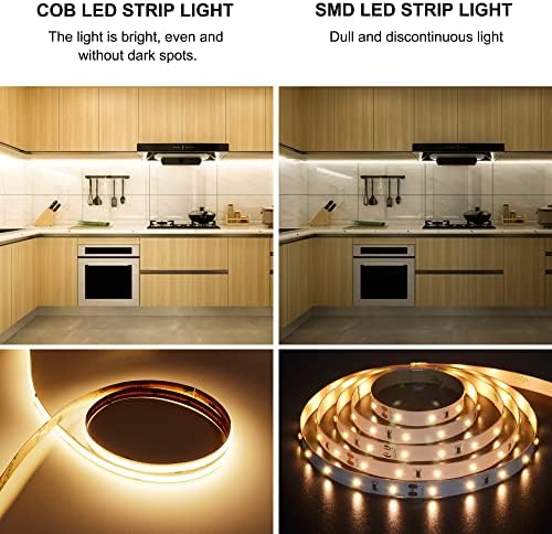 COB LED Strip Light Warm White 24.6FT, High Bright LED Strips with 2400LEDs, RF Remote and UL Power Supply, alternate view 3