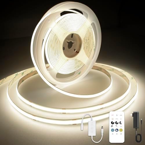 COB LED Strip Light with Remote, Dimmable 24.6FT/7.5M Flexible High Density LED Light,4000K Natural White