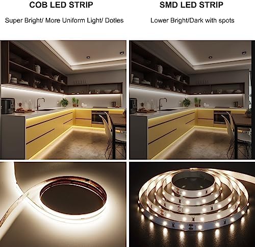 COB LED Strip Light with Remote, Dimmable 24.6FT/7.5M Flexible High Density LED Light,4000K Natural White, alternate view 3