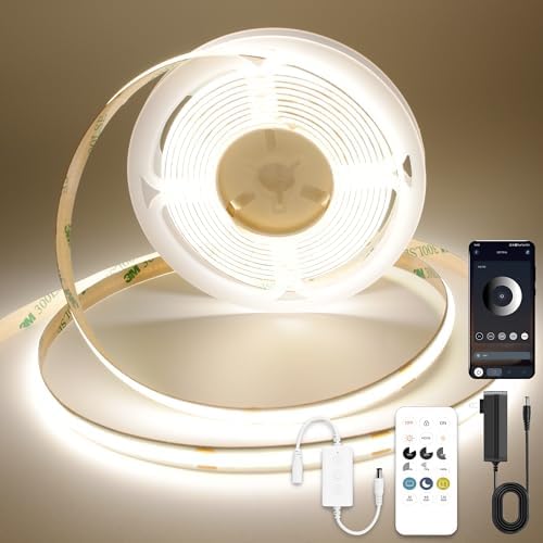 COB LED Strip Light with Remote, Dimmable 32.8FT/10M Flexible High Density LED Light,4000K Natural White