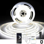 COB LED Strip Lights with Remote, 24V 9.84ft White Dimmable LED Light Strips, High Bright 6000K LED Lights with
