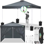 COBlZI 10x10 Pop Up Canopy Tent with 4 Removable Sidewalls, Waterproof Commercial Easy Adjustable Gazebo Tent