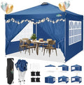 COBlZI 10x10 Pop Up Canopy Tent with 4 Removable Sidewalls, Waterproof Commercial Adjustable Gazebo Tent with