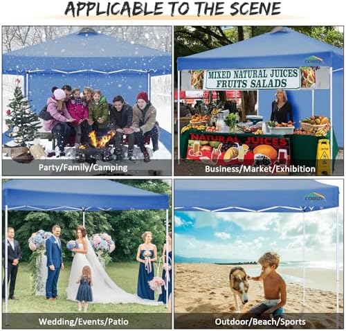 COBlZI 10x10 Pop Up Canopy Tent with 4 Removable Sidewalls, Waterproof Commercial Adjustable Gazebo Tent with, alternate view