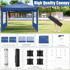 COBlZI 10x10 Pop Up Canopy Tent with 4 Removable Sidewalls, Waterproof Commercial Adjustable Gazebo Tent with, alternate view
