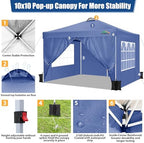 COBlZI 10x10 Pop Up Canopy Tent with 4 Removable Sidewalls, Waterproof Commercial Adjustable Gazebo Tent with, alternate view