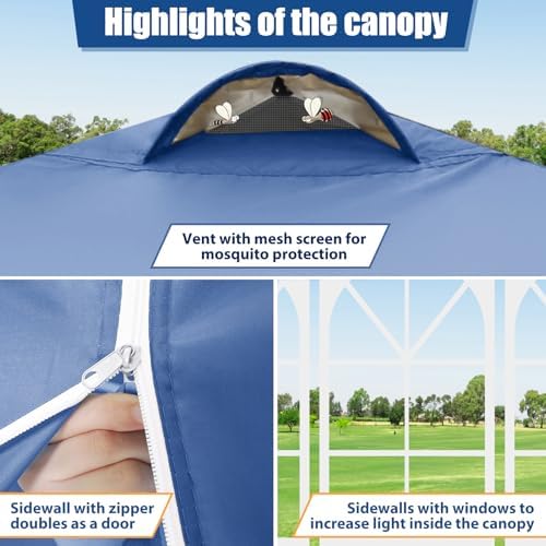 COBlZI 10x10 Pop Up Canopy Tent with 4 Removable Sidewalls, Waterproof Commercial Adjustable Gazebo Tent with, alternate view