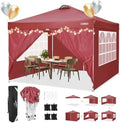 COBlZI 10x10 Pop Up Canopy Tent with 4 Removable Sidewalls, Waterproof Commercial Easy Adjustable Gazebo Tent