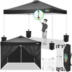 COBlZI 10x10 Pop Up Canopy Tent with 4 Removable Sidewalls, Waterproof Commercial Easy Adjustable Gazebo Tent