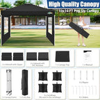 COBlZI 10x10 Pop Up Canopy Tent with 4 Removable Sidewalls, Waterproof Commercial Easy Adjustable Gazebo Tent, alternate view