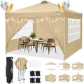 COBlZI 10x10 Pop Up Canopy Tent with 4 Removable Sidewalls, Waterproof Commercial Easy Adjustable Gazebo Tent