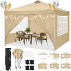 COBlZI 10x10 Pop Up Canopy Tent with 4 Removable Sidewalls, Waterproof Commercial Easy Adjustable Gazebo Tent
