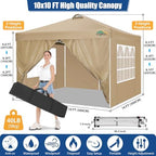 COBlZI 10x10 Pop Up Canopy Tent with 4 Removable Sidewalls, Waterproof Commercial Easy Adjustable Gazebo Tent, alternate view