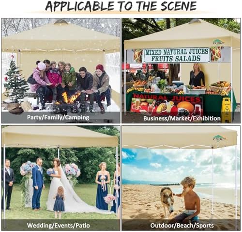 COBlZI 10x10 Pop Up Canopy Tent with 4 Removable Sidewalls, Waterproof Commercial Easy Adjustable Gazebo Tent, alternate view