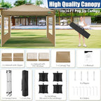 COBlZI 10x10 Pop Up Canopy Tent with 4 Removable Sidewalls, Waterproof Commercial Easy Adjustable Gazebo Tent, alternate view