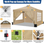 COBlZI 10x10 Pop Up Canopy Tent with 4 Removable Sidewalls, Waterproof Commercial Easy Adjustable Gazebo Tent, alternate view