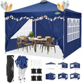 COBlZI 10x10 Pop Up Canopy Tent with 4 Removable Sidewalls, Waterproof Commercial Easy Adjustable Gazebo Tent