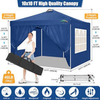 COBlZI 10x10 Pop Up Canopy Tent with 4 Removable Sidewalls, Waterproof Commercial Easy Adjustable Gazebo Tent, alternate view