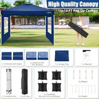 COBlZI 10x10 Pop Up Canopy Tent with 4 Removable Sidewalls, Waterproof Commercial Easy Adjustable Gazebo Tent, alternate view