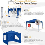 COBlZI 10x10 Pop Up Canopy Tent with 4 Removable Sidewalls, Waterproof Commercial Easy Adjustable Gazebo Tent, alternate view
