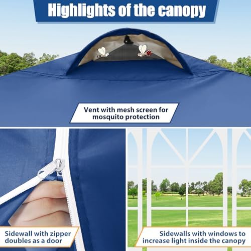 COBlZI 10x10 Pop Up Canopy Tent with 4 Removable Sidewalls, Waterproof Commercial Easy Adjustable Gazebo Tent, alternate view