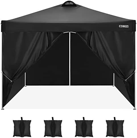 COBlZI 8x8 Ez Pop Up Canopy Tent with 4 Sidewalls Commercial Instant Gazebo Tents for Parties, Waterproof
