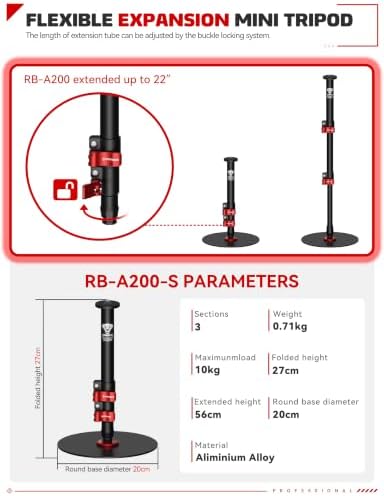 Cobra 2 RB-A200-S Adjustable Round Base Tabletop Monopod, alternate view 6