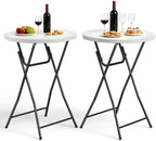 Cocktail Table 2 Pack, 32 Inch Folding Bar Table, High Top Round Tables, Outdoor Portable Bistro Tall Folding