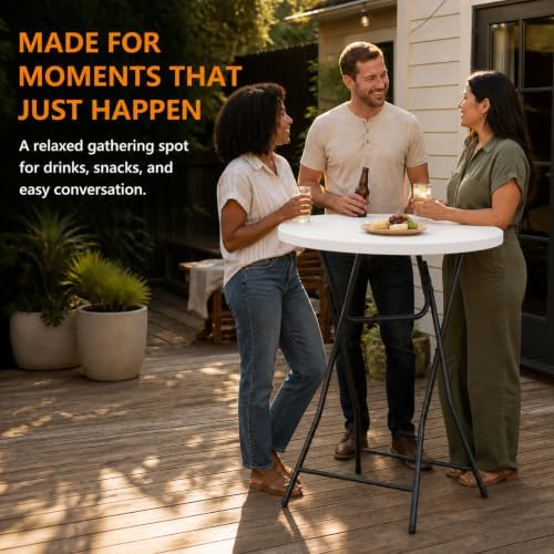 Cocktail Table 2 Pack, 32 Inch Folding Bar Table, High Top Round Tables, Outdoor Portable Bistro Tall Folding, alternate view