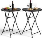 Cocktail Table 2 Pack, 32 Inch Folding Bar Table, High Top Round Tables, Outdoor Portable Bistro Tall Folding