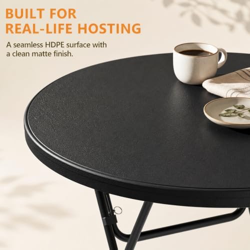 Cocktail Table 2 Pack, 32 Inch Folding Bar Table, High Top Round Tables, Outdoor Portable Bistro Tall Folding, alternate view