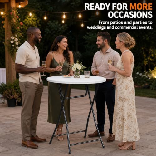 Cocktail Table, 32 Inch Folding Bar Table, High Top Round Tables, Outdoor Portable Bistro Tall Folding Table for, alternate