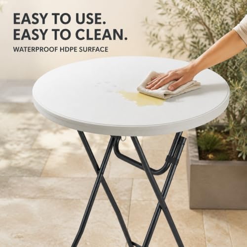 Cocktail Table, 32 Inch Folding Bar Table, High Top Round Tables, Outdoor Portable Bistro Tall Folding Table for, alternate