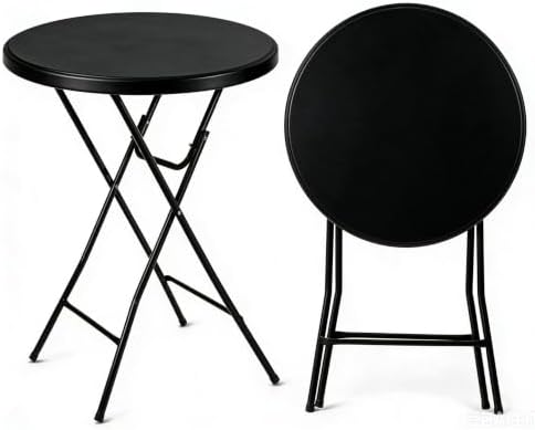Cocktail Table, 32 Inch Folding Bar Table, High Top Round Tables, Outdoor Portable Bistro Tall Folding Table for