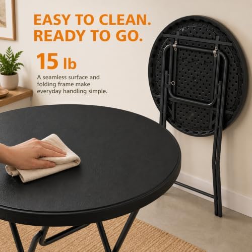 Cocktail Table, 32 Inch Folding Bar Table, High Top Round Tables, Outdoor Portable Bistro Tall Folding Table for, alternate
