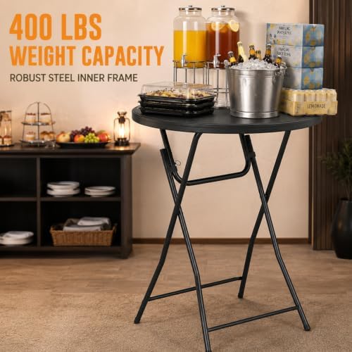 Cocktail Table, 32 Inch Folding Bar Table, High Top Round Tables, Outdoor Portable Bistro Tall Folding Table for, alternate