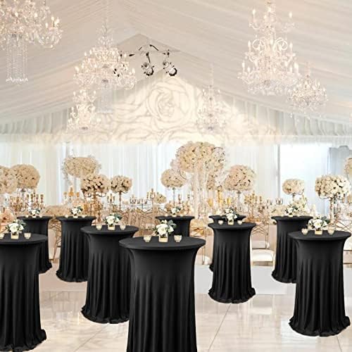 Cocktail Table Cloth with Ruffle Skirt, Black 24" x 43", 1 Pack, alternate view 2